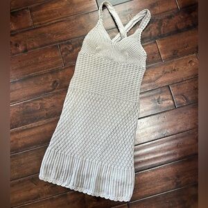 Athleta - Light Gray Crochet Knit Tank Dress Cotton